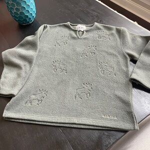 Green Moss fleece Arctic with Embroidered Moose Design
